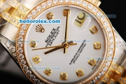 Rolex Datejust Automatic Movement White Dial with Diamond Markers/Bezel and Two Tone Strap