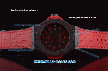 Hublot Big Bang King Swiss Valjoux 7750 Automatic Ceramic Case with Black Dial and Red Rubber Strap