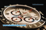 Rolex Daytona Chronograph Swiss Valjoux 7750 Automatic Movement PVD Case White Dial with Arabic Numerals and PVD Strap