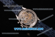 Vacheron Constantin Historiques Cornes de Vache 1955 Chronograph Copy Venus 75 Manual Winding Steel Case with White Dial Stick Markers and Black Leather Strap