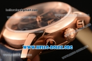 Omega De Ville Co-axial Chronograph Clone Omega 9300 Automatic Rose Gold Case with Blue Dial and Blue Leather Strap (EF)