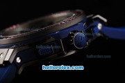 Hublot Big Bang Swiss Valjoux 7750 Chronograph Movement PVD Case with Black Dial-Red Diamond Bezel and Blue Rubber Strap