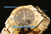 Rolex Datejust Automatic Movement Full Gold with Black Dial and Diamond Bezel-ETA Coating Case