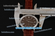 Patek Philippe Calatrava Miyota Quartz Steel Case with Silver Stick Markers and Brown Dial