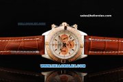 Breitling Chronomat B01 Chronograph Miyota Quartz Movement Steel Case with Rose Gold Bezel and Brown Leather Strap