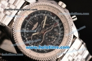 Breitling Bentley Small Date Automatic Movement Silver Case with Black Dial and Honeycomb Bezel-SS Strap