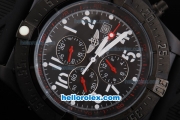 Breitling Avenger Quartz Movement PVD Case with Black Dial and White Numeral Marker-Black Rubber Strap