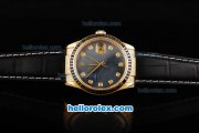Rolex Datejust Automatic Movement ETA Coating Case with Black Diamond Bezel-Black Dial Rolex Datejust Automatic Movement ETA Coating Case with Black Diamond Bezel-Black Dial