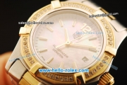 Tag Heuer Aquaracer Swiss ETA Quartz Movement Steel Case with Diamond Bezel and Orange MOP Dial