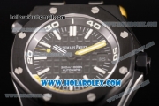 Audemars Piguet Royal Oak Offshore Diver Clone AP Calibre 3120 Automatic PVD Case with Black Dial Yellow Rubber Strap and White Stick Markers (EF)