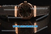 Hublot Classic Fusion Miyota 9015 Automatic Rose Gold Case with silver Dial and Black Leather Strap (AAAF)