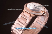 Cartier Ballon Bleu De Miyota Quartz Movement Rose Gold Case and Strap with Diamond Bezel/Markers