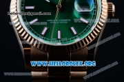 Rolex Day-Date Swiss ETA 2836 Automatic 18K Rose Gold Case with Green Dial Stick Markers and 18K Rose Gold Bracelet (BP)