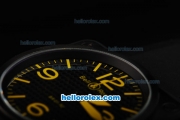 Bell & Ross BR 01-92 Automatic Movement with PVD Case and Blake Dial and Yellow Marker-Black Rubber Strap