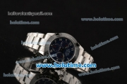 Rolex Daytona Chrono Swiss Valjoux 7750 Automatic Steel Case with Black Bezel Blue Dial and Arabic Numeral Markers