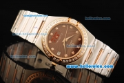 Omega Constellation Automatic Movement Steel Case with Brown Dial and Diamond Markers/Bezel