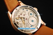 IWC Portuguese Asia 6497 Manual Winding Movement Rose Gold Case with White Dial and Brown Leather Strap