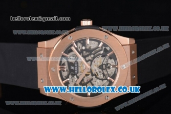 Hublot Classic Fusion Skeleton Asia Automatic Rose Gold Case with Skeleton Dial and Black Rubber Strap