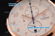 Tag Heuer Carrera Heritage Chrono Miyota OS10 Quartz Rose Gold Case with Brown Leather Strap White Dial