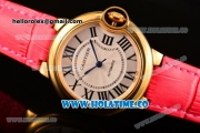 Cartier Ballon Bleu De Medium Asia 4813 Automatic Yellow Gold Case with Silver Dial and Blue Leather Strap - Roman Numeral Markers (GF)