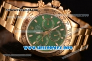 Rolex Daytona Chrono Swiss Valjoux 7750 Automatic Yellow Gold Case/Bracelet with Green Dial and Stick Markers (BP)