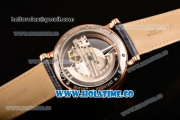 Cartier Rotonde De Cartier Asia Automatic Rose Gold Case with Black Skeleton Dial and Blue Inner Bezel