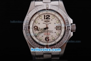 Breitling Superocean Automatic Movement Beige Dial with Numeral and Green Round Marker-SSband