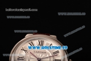 Cartier Ballon Bleu De Small Swiss Quartz Steel Case with White Dial Black Roman Numeral Markers and Brown Leather Strap