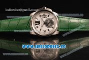 Cartier Calibre De Cartier Miyota 9015 Automatic Steel Case with White Dial and Green Leather Strap