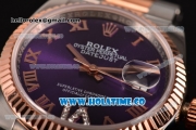 Rolex Datejust Asia 2813 Automatic Rose Gold/Steel Case with Purple Dial and Rose Gold Bezel (BP)