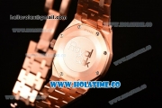 Audemars Piguet Royal Oak 33MM Miyota Quartz Rose Gold Case/Bracelet with Blue Dial Stick Markers and Diamonds Bezel (EF)