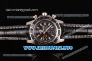 Breitling Superocean Chronograph II Chronograph Swiss Valjoux 7750 Automatic Steel Case with Black Dial Black Leather Strap and Oranger Second Hand