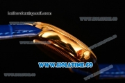 Rolex Cellini Time Asia 2813 Automatic Yellow Gold Case with White Dial Blue Leather Strap and Stick Markers