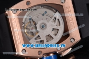 Richard Mille RM011-FM Asia ST25 Automatic Rose Gold Case with Skeleton Dial Arabic Numeral Markers and Black Rubber Strap Rose Gold Bezel