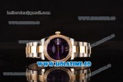 Rolex Datejust Asia 2813 Automatic Yellow Gold/Steel Case with Purple Dial Roman Numeral Markers and Diamonds Bezel (BP)