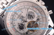 Breitling for Bentley Motors Automatic Tourbillon Skeleton with White Dial and SS Strap-Bidirectional Slide Rule