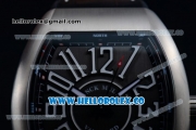 Franck Muller Vanguard Swiss ETA 2892 Automatic Steel Case with Black Dial Arabic Numeral Markers and Black Leather Strap