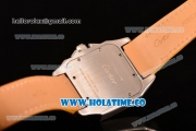Cartier Santos 100 Large Asia Automatic Steel Case with Yellow Leather Strap Black Roman Numeral Markers and White Dial