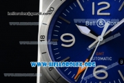 Bell&Ross BR 03-93 GMT Swiss ETA 2836 Automatic Steel Case with Blue Dial Black Leather Strap