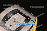 Richard Mille RM007 Miyota 6T51 Automatic Steel Case with Diamonds Dial and Yellow Rubber Strap