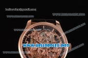 Patek Philippe Complicated Skeleton Asia Automatic Rose Gold Case with Skeleton Dial and Black Leather Strap (GF)