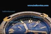 Breitling Chronomat Evolution Swiss Valjoux 7750 Automatic Movement Steel Case with Blue Dial and Two Tone Strap