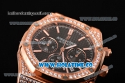 Audemars Piaget Royal Oak 41MM Chronograph Rose Gold/Diamonds Case with Black Dial and Stick Markers (EF)