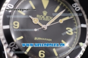 Rolex Submariner Vintage Asia 2813 Automatic Steel Case with Black Dial Stick/Arabic Number Markers and Brown Nylon Strap