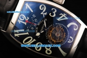 Franck Muller Swiss Tourbillon Manual Winding Movement Steel Case with Black Dial and White Arabic Numerals