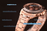 Rolex Daytona Automatic Full Rose Gold with PVD Bezel and Black Dial-7750 Coating