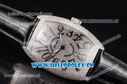Franck Muller Casablanca Asia Automatic Steel/Diamonds Case with Diamonds Dial and Black Leather Strap Diamonds Bezel (ZF)
