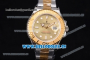 Rolex Yacht-Master Swiss ETA 2836 Automatic Two Tone Case/Bracelet with Yellow Gold Dial and Dot Markers - 1:1 Original (J12)