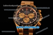 Rolex Daytona Chrono Swiss Valjoux 7750 Automatic Yellow Gold Case/Bracelet with Stick Markers Ceramic Bezel and Black Dial (BP)