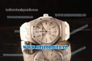 Audemars Piguet Royal Oak 41mm White Dial Automatic Clone Ap 3120 Movement White Leather Strap 15400ST.OO.1220ST.02 JH